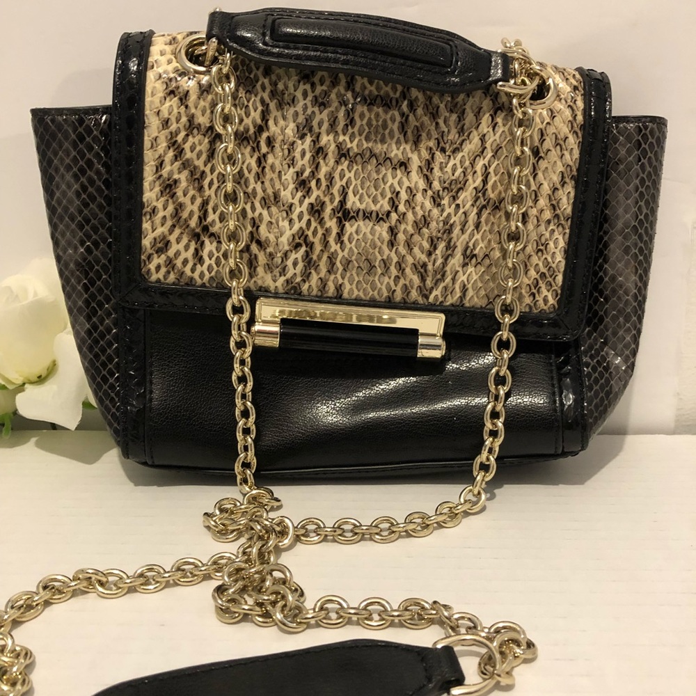 Diane Von Furstenburg genuine Black Snake Skin Purse bag Crossbody Shoulder bag…